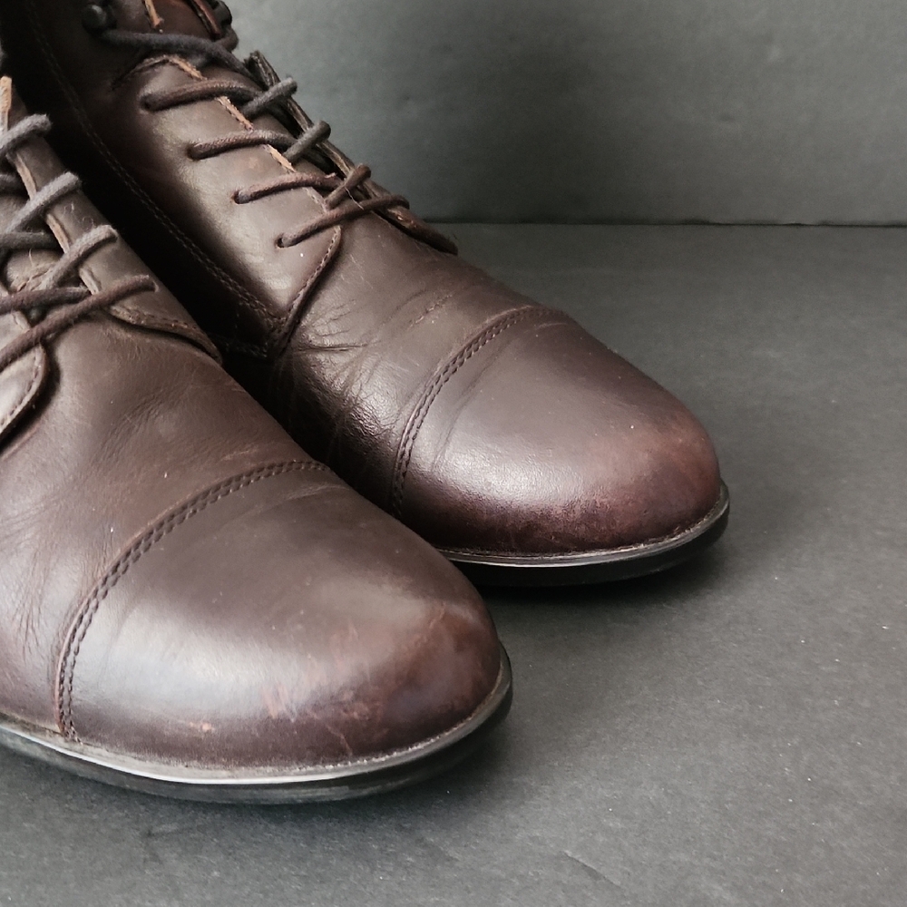 Ariat Chocolate Brown Leather Lace-Up Heeled Boots - Picture 5 of 9